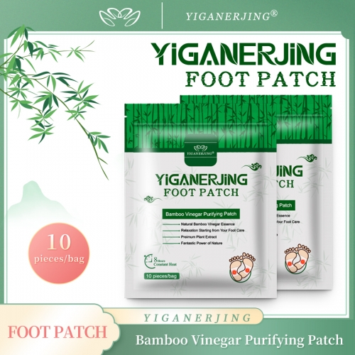 YIGANERJING Herbal Foot Patches - Unique Formula, 10pcs/pack, 6-pack Treatment Course, Powder Form with Mugwort for Fatigue Relief and Better Sleep